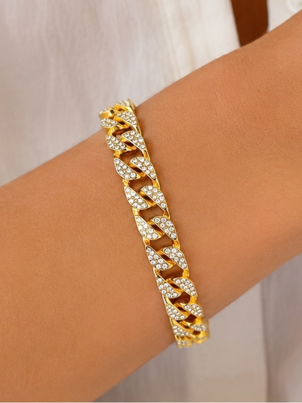 Pave Cuban chain bracelet
